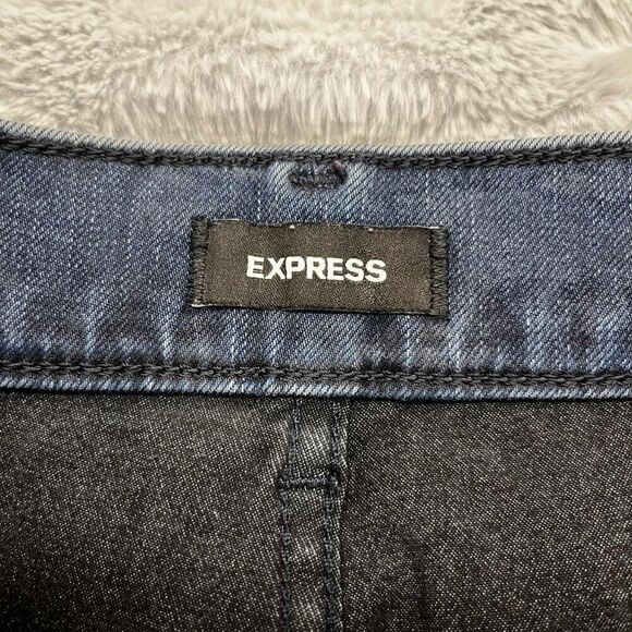Express Jeans Womens 2 Blue Super High Rise Slim Ankle Medium Wash Stretch Denim - Picture 5 of 10